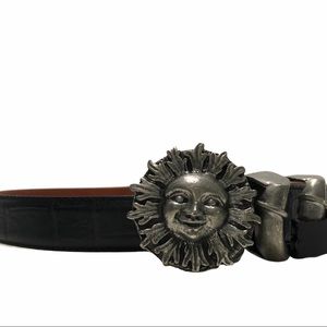 NWOT Black Alligator Grain Calfskin Belt Size S